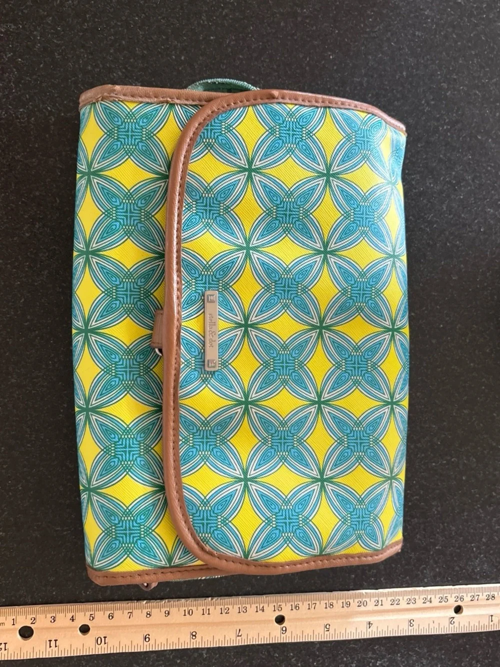 Stella & Dot Yellow and Teal Travel Jewelry Case